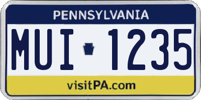PA license plate MUI1235