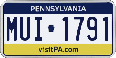PA license plate MUI1791