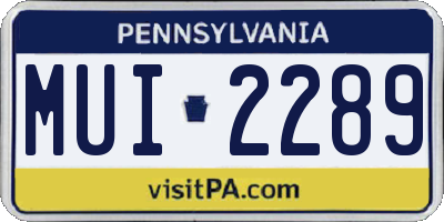 PA license plate MUI2289