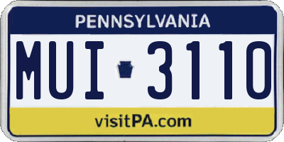 PA license plate MUI3110