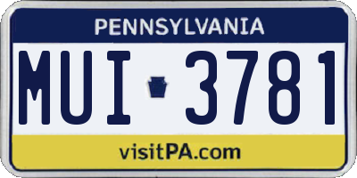 PA license plate MUI3781