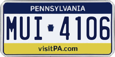 PA license plate MUI4106