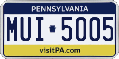 PA license plate MUI5005