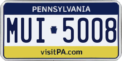 PA license plate MUI5008