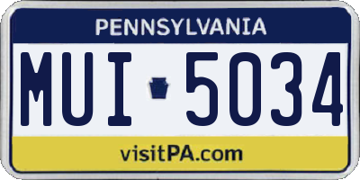 PA license plate MUI5034
