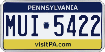 PA license plate MUI5422