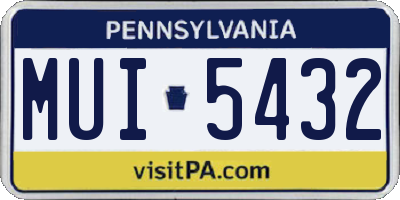 PA license plate MUI5432