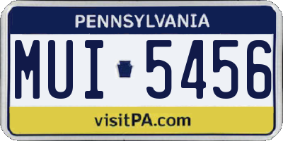 PA license plate MUI5456