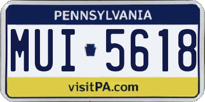 PA license plate MUI5618