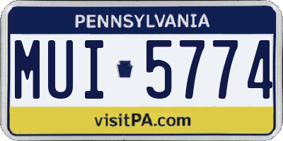 PA license plate MUI5774