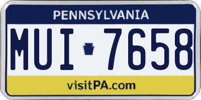 PA license plate MUI7658