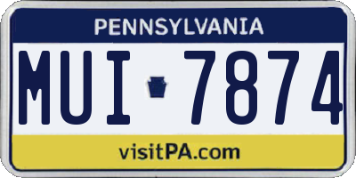 PA license plate MUI7874