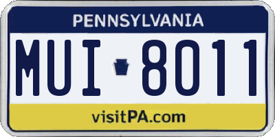 PA license plate MUI8011