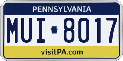 PA license plate MUI8017