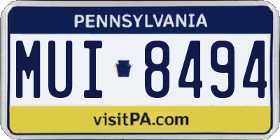 PA license plate MUI8494