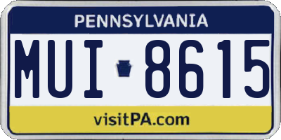 PA license plate MUI8615