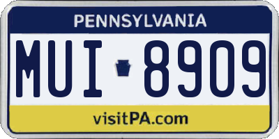 PA license plate MUI8909