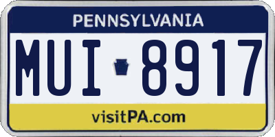 PA license plate MUI8917