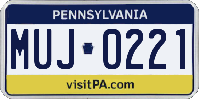 PA license plate MUJ0221