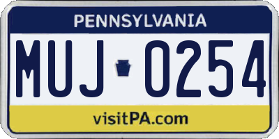 PA license plate MUJ0254