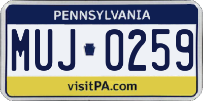 PA license plate MUJ0259