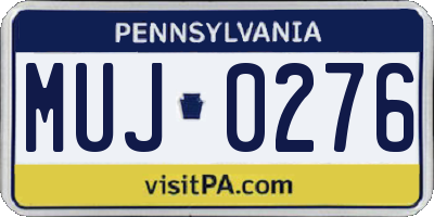 PA license plate MUJ0276