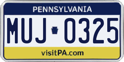 PA license plate MUJ0325