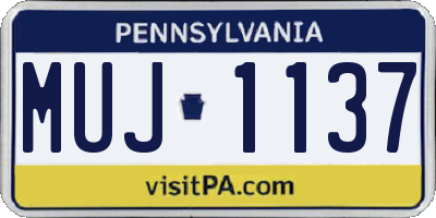 PA license plate MUJ1137