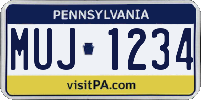 PA license plate MUJ1234