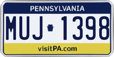 PA license plate MUJ1398