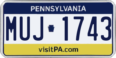 PA license plate MUJ1743