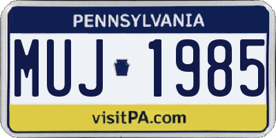 PA license plate MUJ1985