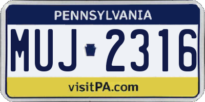 PA license plate MUJ2316