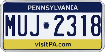 PA license plate MUJ2318