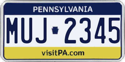 PA license plate MUJ2345