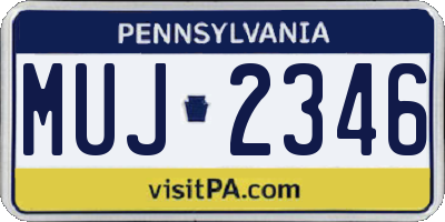 PA license plate MUJ2346