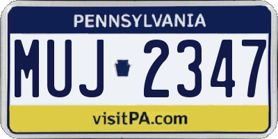 PA license plate MUJ2347