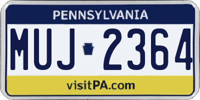 PA license plate MUJ2364