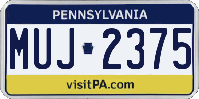 PA license plate MUJ2375