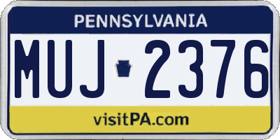 PA license plate MUJ2376