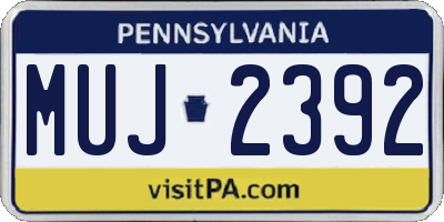 PA license plate MUJ2392