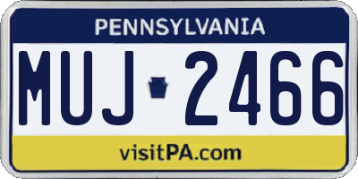 PA license plate MUJ2466
