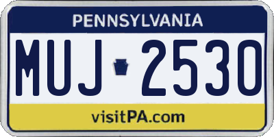 PA license plate MUJ2530