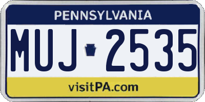 PA license plate MUJ2535