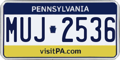 PA license plate MUJ2536