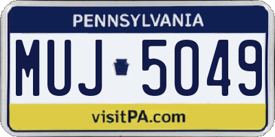 PA license plate MUJ5049