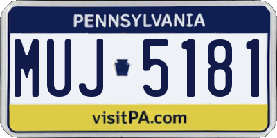 PA license plate MUJ5181