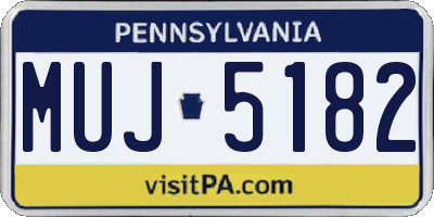 PA license plate MUJ5182