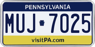 PA license plate MUJ7025