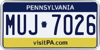 PA license plate MUJ7026